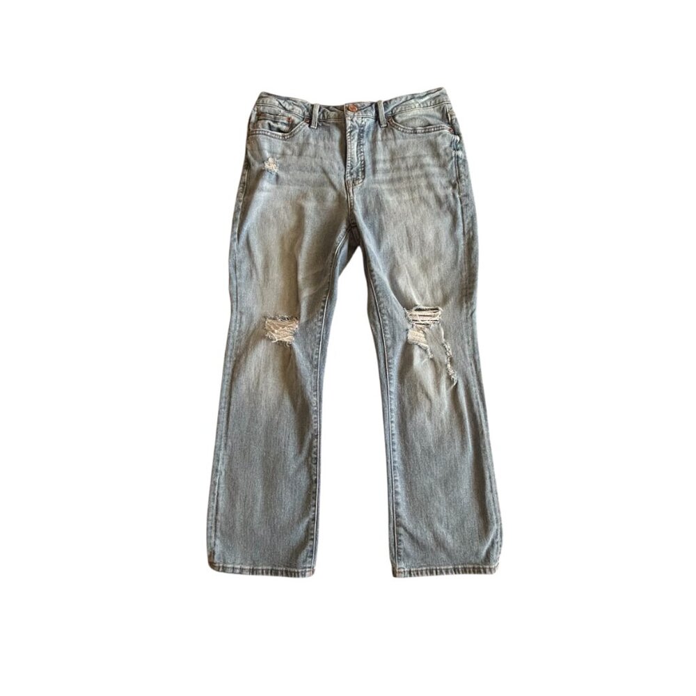 Seven7 Jeans Size 8 Light Wash Distressed Mid Rise Stretch Denim - Picture 2 of 13
